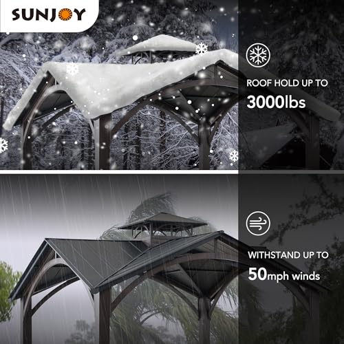 Sunjoy 12.5x12.5 ft. Hardtop Gazebo Aluminum & Galvanized Steel Black