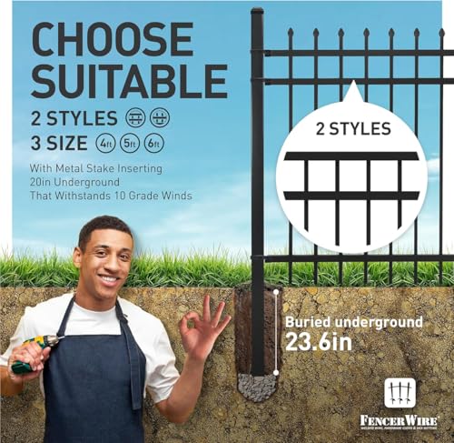 Fencer Wire 52FT Heavy Duty Flat Top Fence Barrier Kit Black