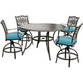 Hanover Traditions 5-Piece Outdoor Dining Set with 4 Swivel Chairs and Round Table Blue