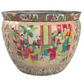 Red Lantern 20" Rose Medallion Porcelain Fishbowl Planter Rose Medallion