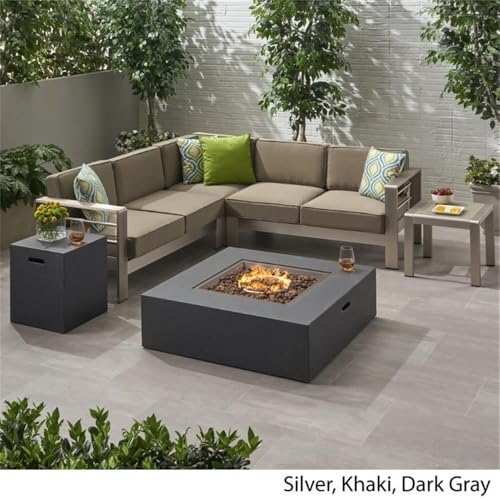 Noble House Cape Coral 6 Piece Outdoor Aluminum Conversation Set Dark Gray