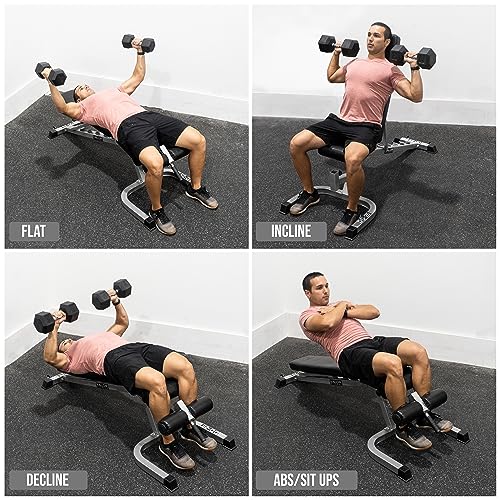 Valor Fitness Adjustable Bench with Leg Support - 7 Position Back Pad, 4 Position Seat Pad - DD-25 Adjustable Bench with Wheels