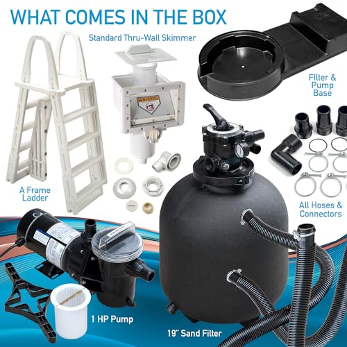 Shop Square 21' x 52" Silver Above Ground Steel Pool Kit with Liner, Sand Filter, Pump & Skimmer