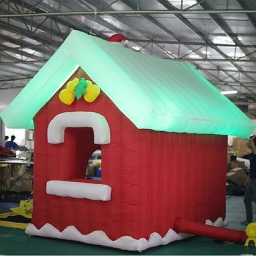 GEPAS Inflatable Christmas Santa Claus House with Air Blower and LED Light
