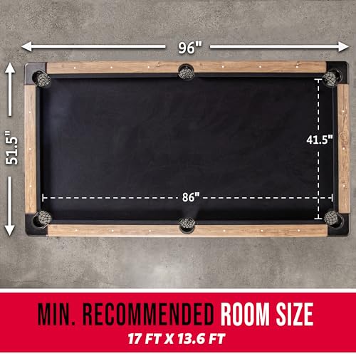 GoSports Portable 8ft Pool Table No Assembly Required Oak Black
