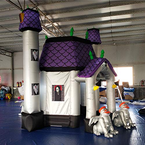 SAYOK 13.12ft Tall Inflatable Halloween Haunted House with Gargoyle and Lights White