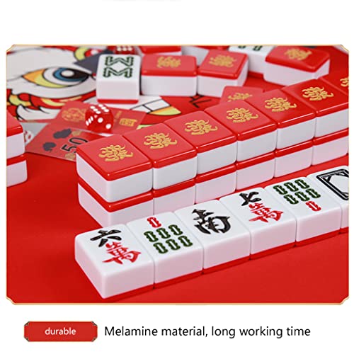 SHATONG Chinese Mahjong Travel Game Set with 144 Melamine Tiles and Portable Storage Case