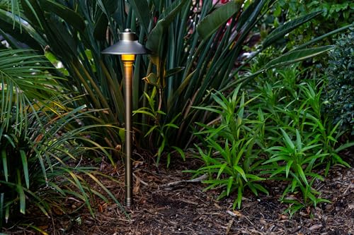 VOLT 15-Pack 12V Cast Brass Flat Hat Path Lights with 3W 2700K LED Bulbs Bronze