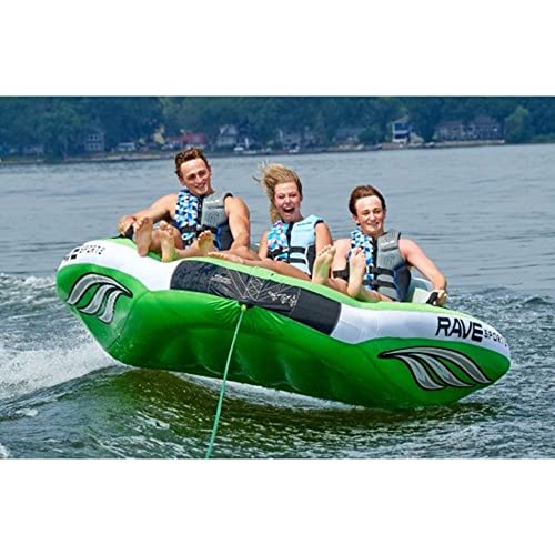 RAVE Sports 3 Person Inflatable Nylon Wake Hawk Towable Boating Water Tube Green
