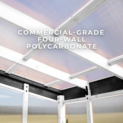 Backyard Discovery Willow 9' x 6' White Cedar Wood Greenhouse Kit with Exhaust Fan and Shelves White