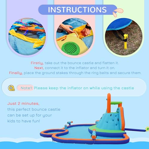 Outsunny Kids Inflatable Water Slide 4-in-1 Bounce House Multi-Colored