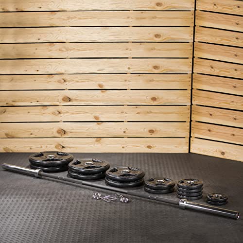 Lifeline Olympic Weight Plate Set with Bar Black