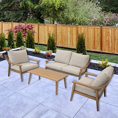 Blue Sky Outdoor Living Genova 4-Piece Aluminum Conversation Set Natural/Grey