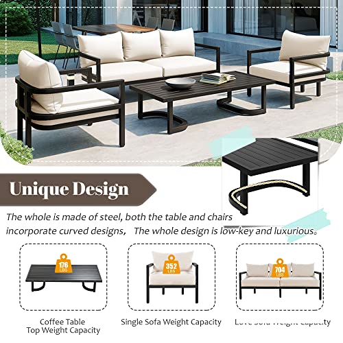 Miscoos Outdoor Patio Furniture Sofa Set 4-Piece Style 1 White