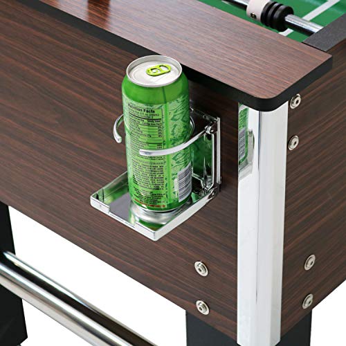 Sunnydaze Foosball Table with Folding Drink Holders - Faux Wood Brown