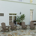 Merrick Lane Nassau Adirondack Chairs Set of 4 with Cup Holders Weather Resistant Brown