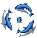 Artistry in Mosaics Dolphin Group Ceramic Pool Tile 48"x48" Blue