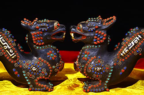 Generic Tibetan Temple Meteorite Dzi Beads Dragon Pair 10