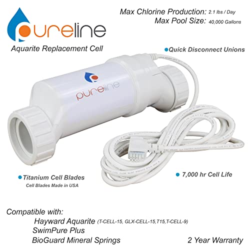 Pureline Replacement Salt Cell PL7106 Compatible with AquaRite T-CELL-15 W3T-CELL-15