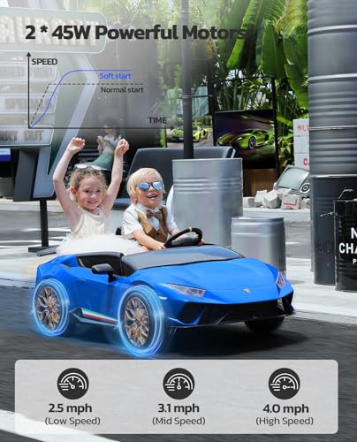ELEMARA 2-Seater Kids Lamborghini Electric Car with Remote Control Blue