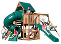 Swing-N-Slide Tellico Terrace Wood Swing Set with Slides, Climbing Wall & Swings Brown