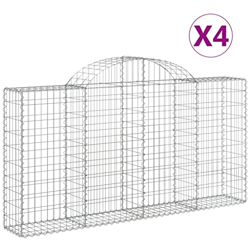Arched Gabion Baskets 4 pcs Galvanized Iron Outdoor Plant Pots White Black