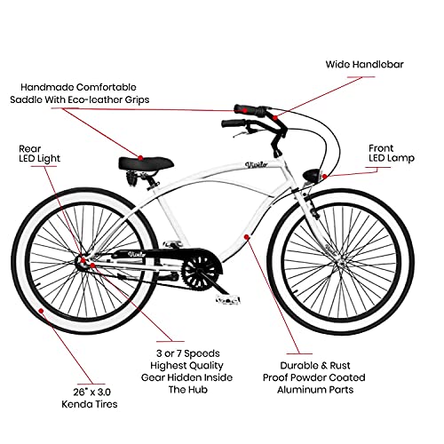 Vivelo Rider X Beach Cruiser for Men Complete Bike 3-Speed Clyde