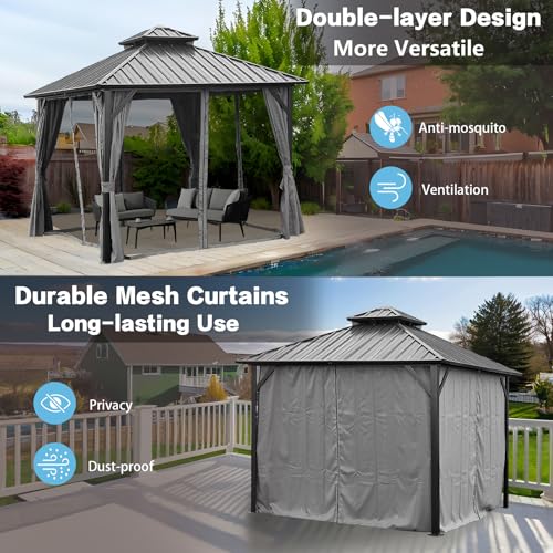 Endark 12x12FT Patio Gazebo with Steel Canopy Gray