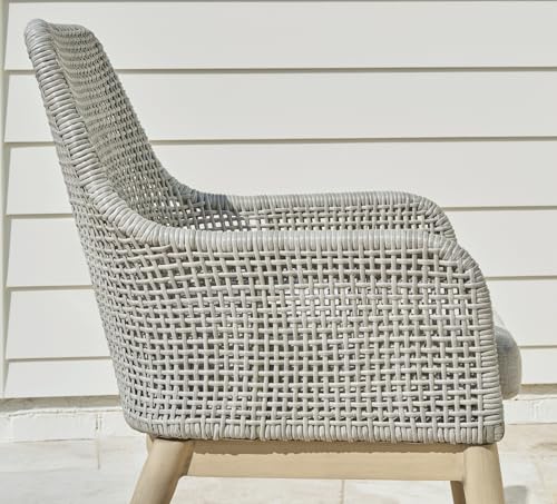 Signature Design by Ashley Seton Creek Cottage Outdoor Dining Arm Chairs with Cushion, Set of 2 Light Brown & Light Gray