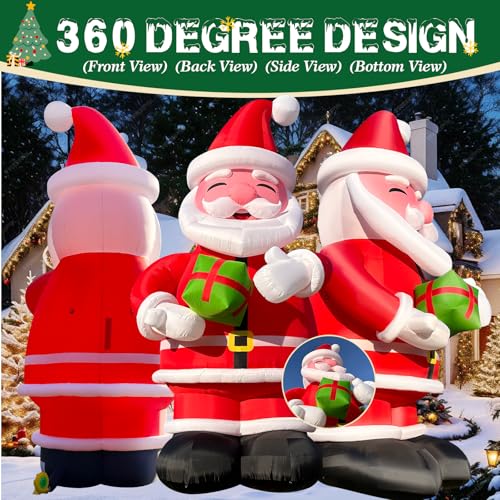 OZIS Giant 27Ft Inflatable Santa Claus Holding Gift Red