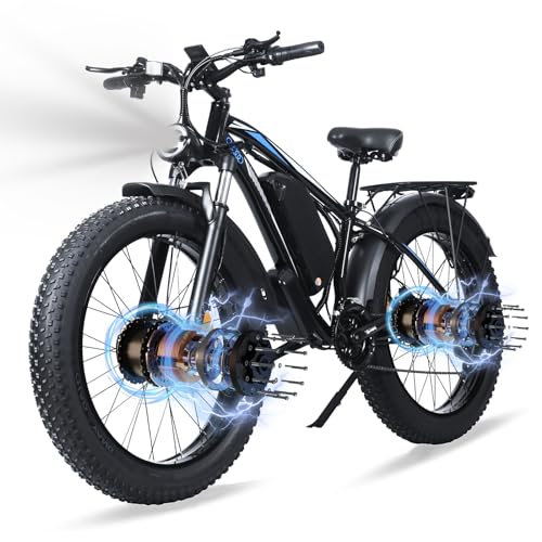 Ronson Electric Bicycle for Adults Dual Motor 1000W/2000W 48V/23AH Black-2000W (New upgraded style)