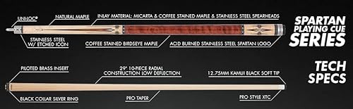 Spartan Billiards Pool Cue Stick Coffee Stained Handle 18oz Multi
