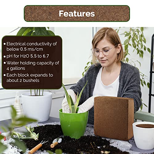 UBICON Organic Coco Coir Block - 11 lb Garden Soil for Indoor & Outdoor Use