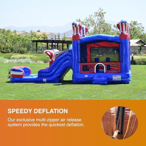 JumpOrange American Boxing Bounce House Water Slide Combo with Blower