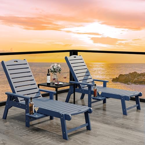 YITAHOME Outdoor Chaise Lounge Chair Set of 4 Navy Blue