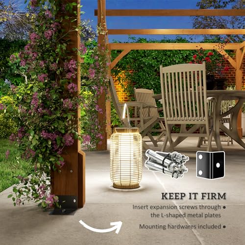 Outsunny 20' x 10' Outdoor Pergola Wood Gazebo Dark Brown