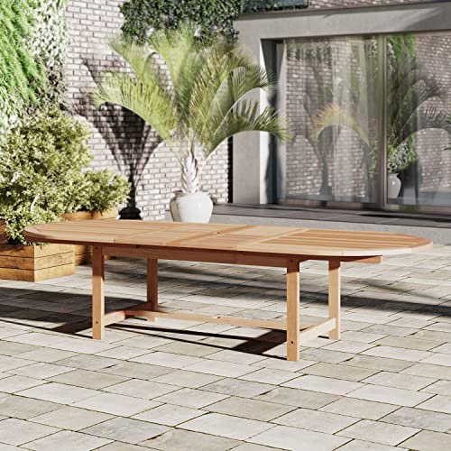 Brampton Certified Teak 9-Piece Outdoor Dining Table Set Brown