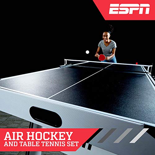 ESPN Sports Air Hockey Game Table 72 Inch Indoor Arcade Gaming Set White/Black/Red