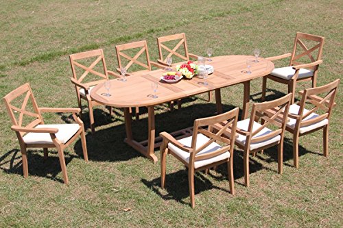 TeakStation 8 Seater Grade-A Teak Wood 9 Pc Dining Set Teak