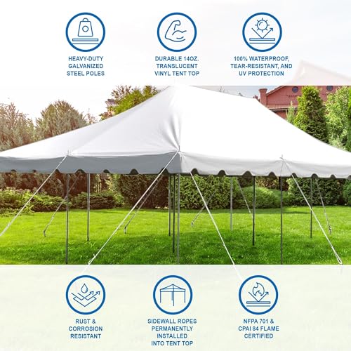 Party Tents Direct 20' x 30' Weekender Canopy Tent with Sidewalls Heavy Duty White