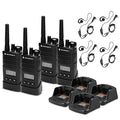 Motorola Solutions 4-Pack RMU2080D 2-Way Business Radio with Display and HKLN4604 PTT Earpiece Bundle Black