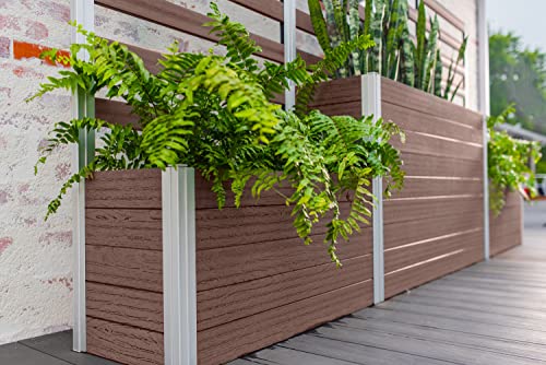Vita Urbana 11-Foot Embossed Vinyl Parklette Planter Combo with Trellis Espresso Brown