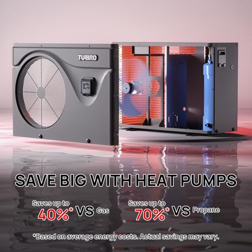 TURBRO Beluga Series 50,000 BTU Pool Heat Pump WiFi Timer Black