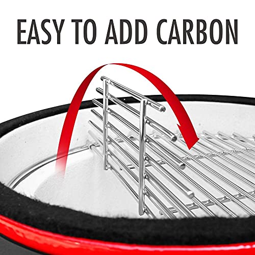 London Sunshine Ceramic Kamado Charcoal BBQ Grill 18 Inch Red