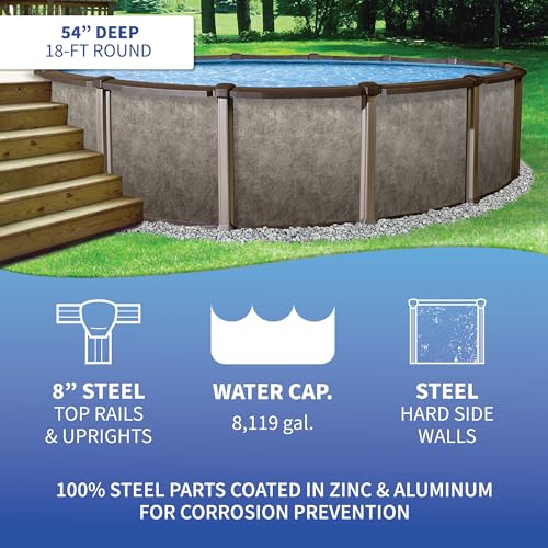 Blue Wave Riviera 18-ft Round 54-in Deep Above Ground Pool Package Browns