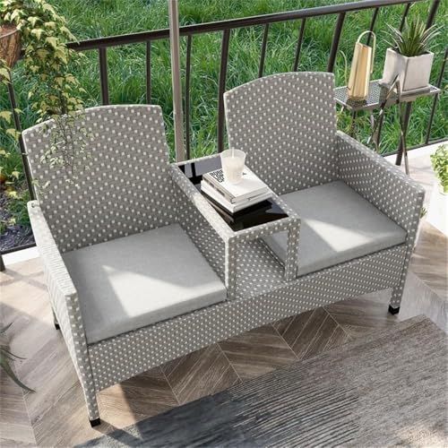 Furniture of America Gray Aluminum Patio Loveseat & Storage Bench Outdoor Set of 2 Grey