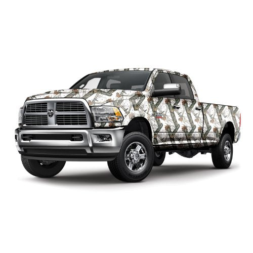 Mossy Oak Full Body Winter Camouflage Auto Wrap - Matte Finish for Extended Length Full Size Truck