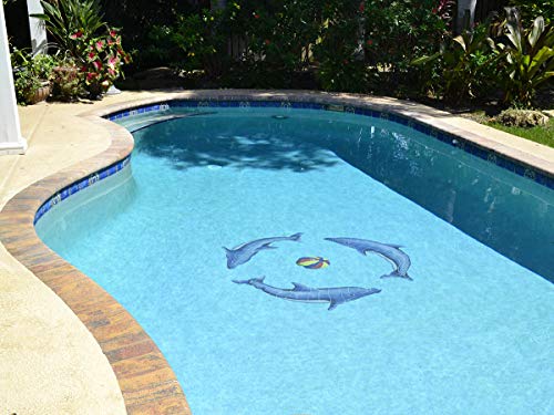 Artistry in Mosaics Dolphin Group Ceramic Pool Tile 48"x48" Blue