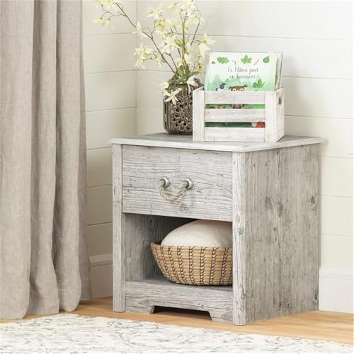 Home Square 2-Piece Bed and Nightstand Set Seaside Pine White