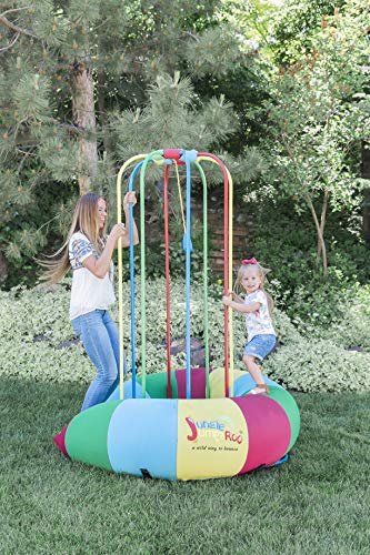 Jungle JumpaRoo Trampoline Play Set with Swing Bar Large Red/Green/Yellow/Blue